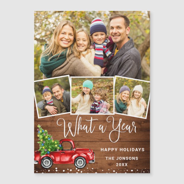 What a Year Christmas 4 PHOTO Magnetic Card (Front)
