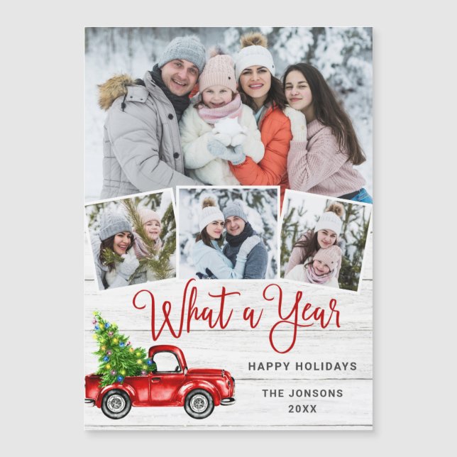 What a Year Christmas 4 PHOTO Magnetic Card (Front)