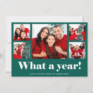 What a Year   Christmas or New Year Green Photo Holiday Card