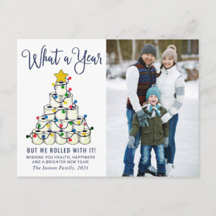 What a Year Christmas Photo Greeting Postcard