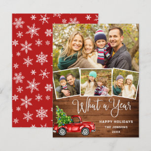 What a Year Christmas Red Farm Truck Holiday Card
