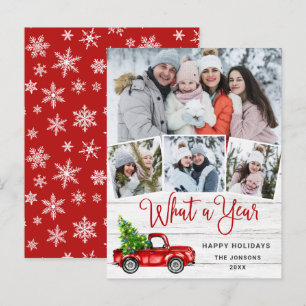 What a Year Christmas Red Farm Truck Holiday Card