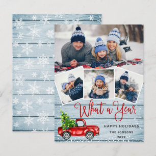 What a Year Christmas Red Farm Truck Holiday Card