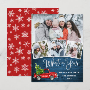 What a Year Christmas Red Farm Truck Holiday Card