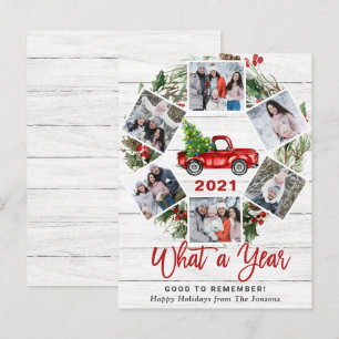 What a Year Christmas Red Truck 6 Photo Card
