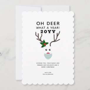What A Year Christmas Reindeer White Minimalist Holiday Card