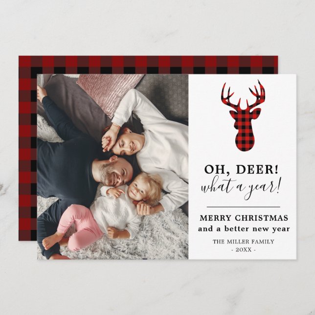 What a year deer with photo holiday card (Front/Back)