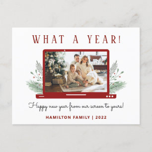 What a year Elegant Covid New Year Photo Greeting Postcard