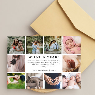 What a Year Elegant Minimalist 10 Photo Collage Holiday Card