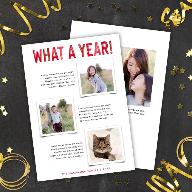 What A Year! Family Newsletter New Year Photo Holiday Card (Creator Uploaded)