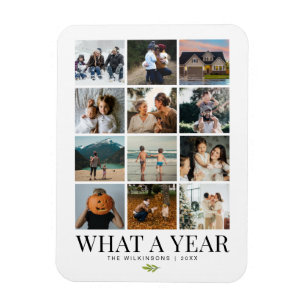 What A Year Family Photos Holiday Card Magnet