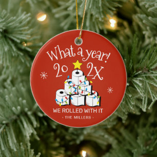 What A Year Funny Toilet Paper Christmas Tree Ceramic Tree Decoration