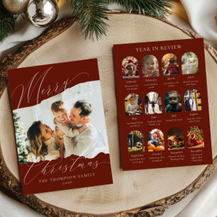 What a Year in Review 12 Photo Christmas Red Holiday Card