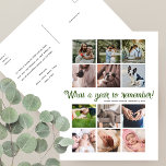 What a Year Minimalist 12 Photo Collage Christmas Holiday Postcard<br><div class="desc">Send your custom Christmas wishes to your family and friends while showcasing some of your favourite moments from this year! This modern minimalist Christmas holiday multi-photo collage card features a collage of twelve square photos and a mix of festive script and simple modern typography. Below, in elegant script lettering is...</div>