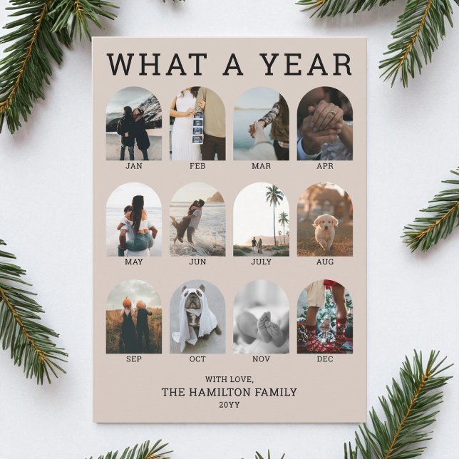 What a Year Modern Brown Photo Collage Christmas Holiday Card (What a Year Modern Brown Photo Collage Christmas Holiday Card)