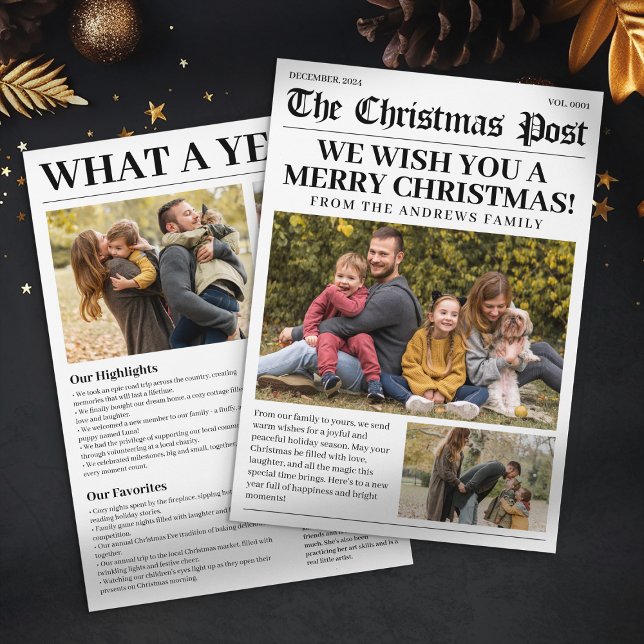 What a Year Newspaper Family Photo Joy Christmas Holiday Card (Creator Uploaded)