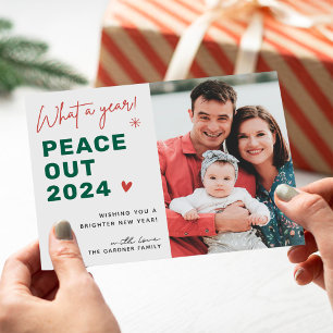 What A Year Peace Out 2021 Merry Christmas Photo Holiday Card