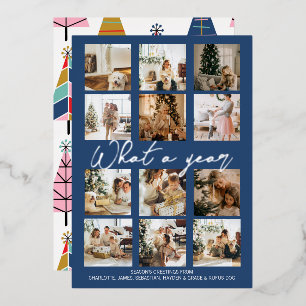 What a Year Personalised Christmas Foil Holiday Card