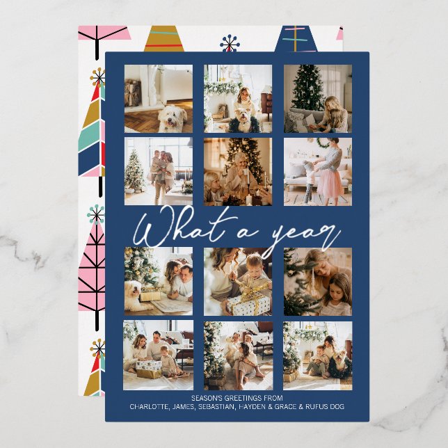 What a Year Personalised Christmas Foil Holiday Card (Front/Back)