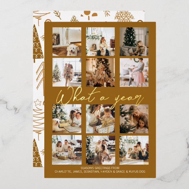 What a Year Personalised Christmas Foil Holiday Card (Front/Back)