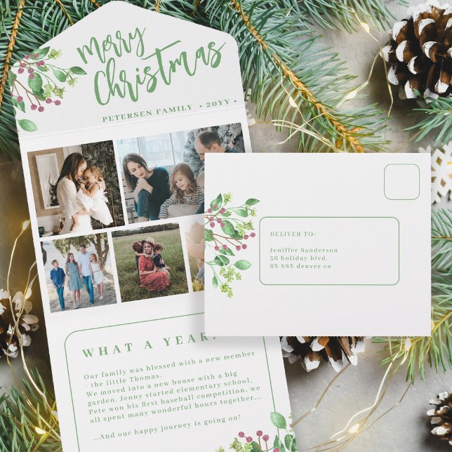 What a year photo botanical foliage Christmas card (Creator Uploaded)