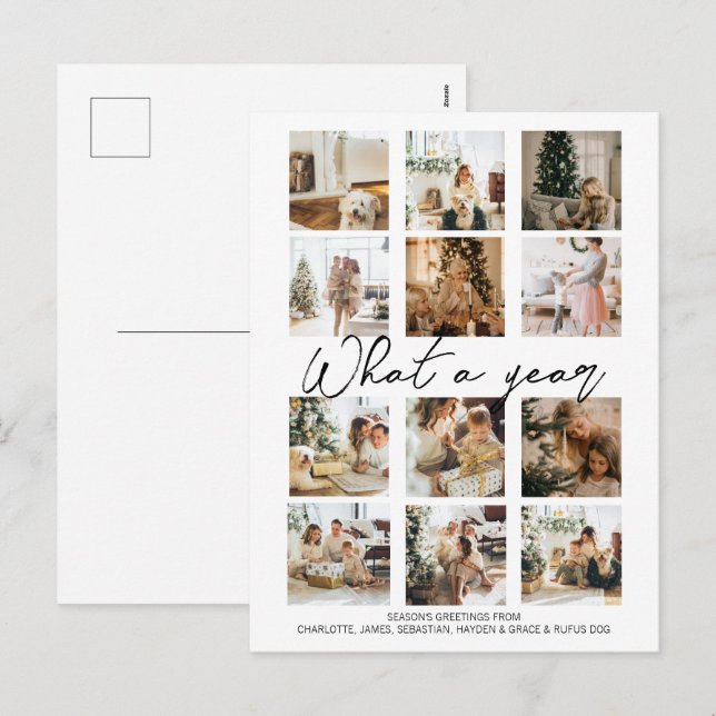 What a Year Photo Christmas Personalised Holiday Postcard (Front/Back)
