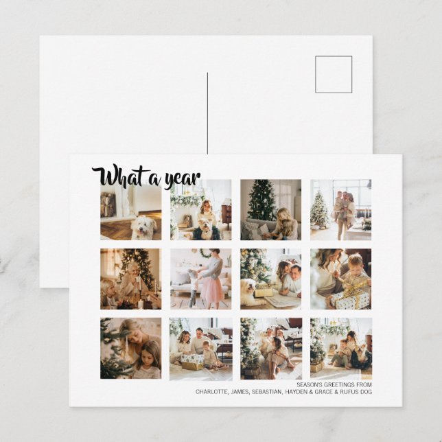 What a Year Photo Christmas Personalised Holiday Postcard (Front/Back)