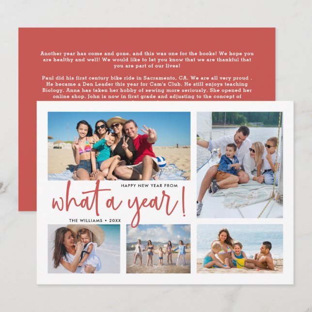 What A Year Photo Collage Year In Review Holiday Card (Front/Back)