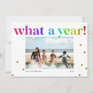 What a year! Rainbow Fun Colour Confetti Photo 202 Holiday Card