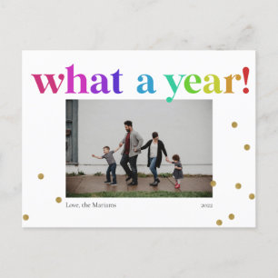 What a year! Rainbow Fun Colour Confetti Photo 202 Holiday Postcard