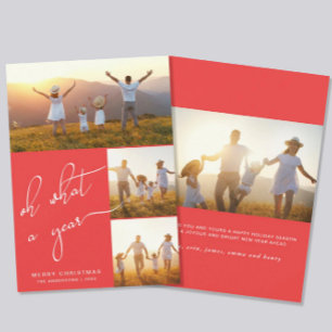 What a Year Red Merry Christmas Photo Holiday Card