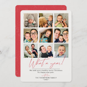 What a Year Red Photo Collage  Holiday Card