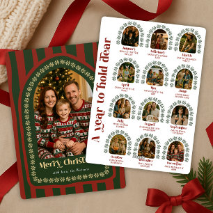 What A Year Review Monthly Photo Collage Christmas Holiday Card