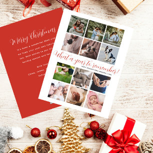 What a Year Script 12 Photo Collage Christmas Holiday Card