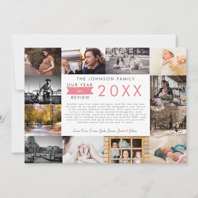 What a Year Year in Review Photo Collage Holiday Card (Front)