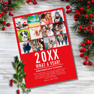 What A Year Year In Review Photo Collage Holiday Card