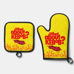 What About Kebab? Skewered Meat Oven Mitt & Pot Holder Set