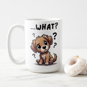 “…what?” Adorable Confused Cartoon Puppy Coffee Mug