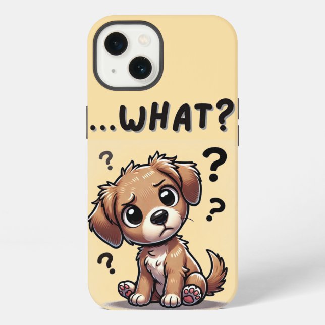“…what?” Adorable Confused Cartoon Puppy iPhone Case (Back)