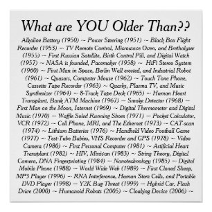 What Are YOU Older Than Poster
