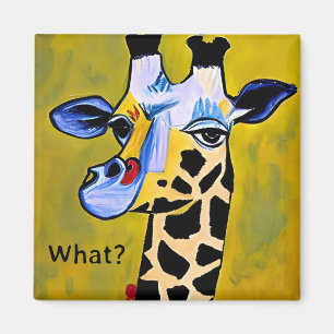 "What?" Asks the Cynical Annoyed Abstract Giraffe Magnet
