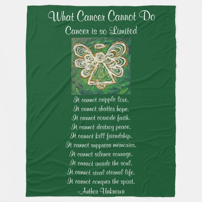 What Cancer Cannot Do Green Angel Chemo Blanket (Front)