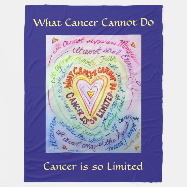 What Cancer Cannot Do Heart Fleece Chemo Blanket (Front)