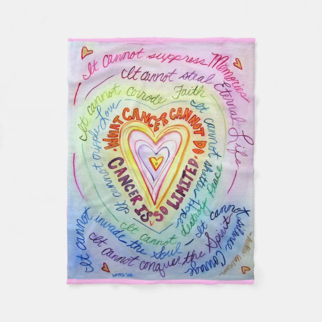 What Cancer Cannot Do Heart Fleece Chemo Blanket (Front)