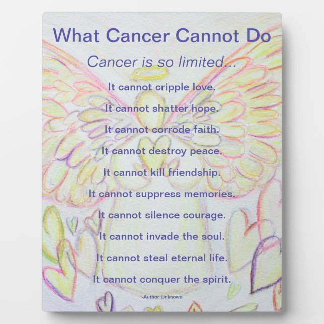 What Cancer Cannot Do Poem Angel Art Print Plaque (Front)