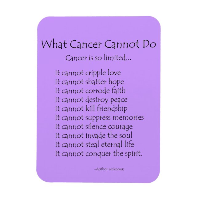 What Cancer Cannot Do Poem Magnet (Black Text) (Vertical)
