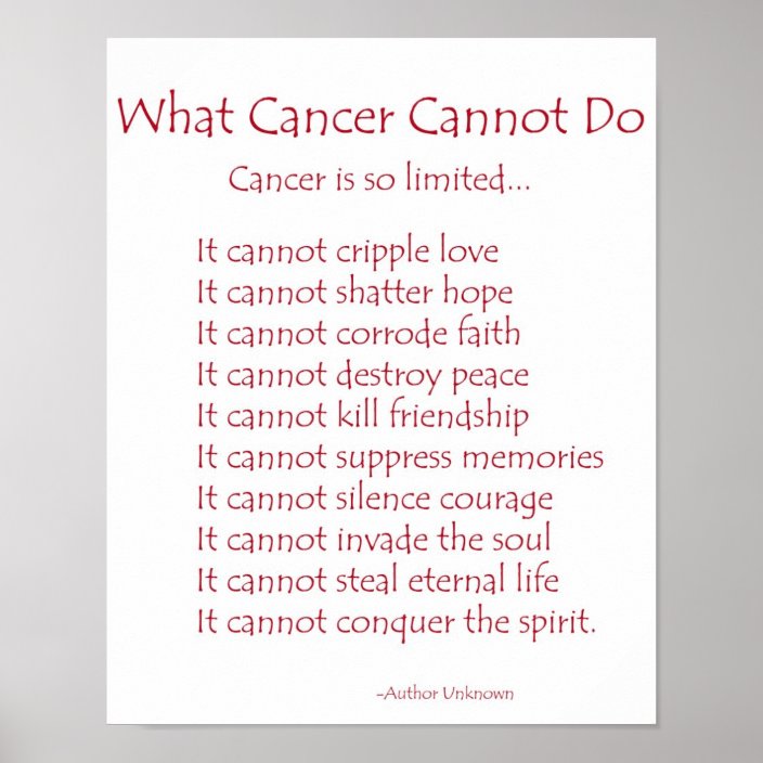 What Cancer Cannot Do Poem Poster Print Uk