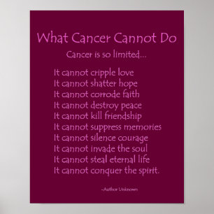 What Cancer Cannot Do Poem Poster Print