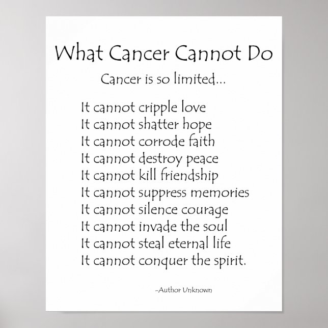 What Cancer Cannot Do Poem Poster Print (Front)