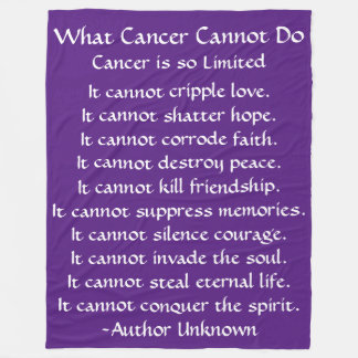 What Cancer Cannot Do Poem Purple Chemo Blanket